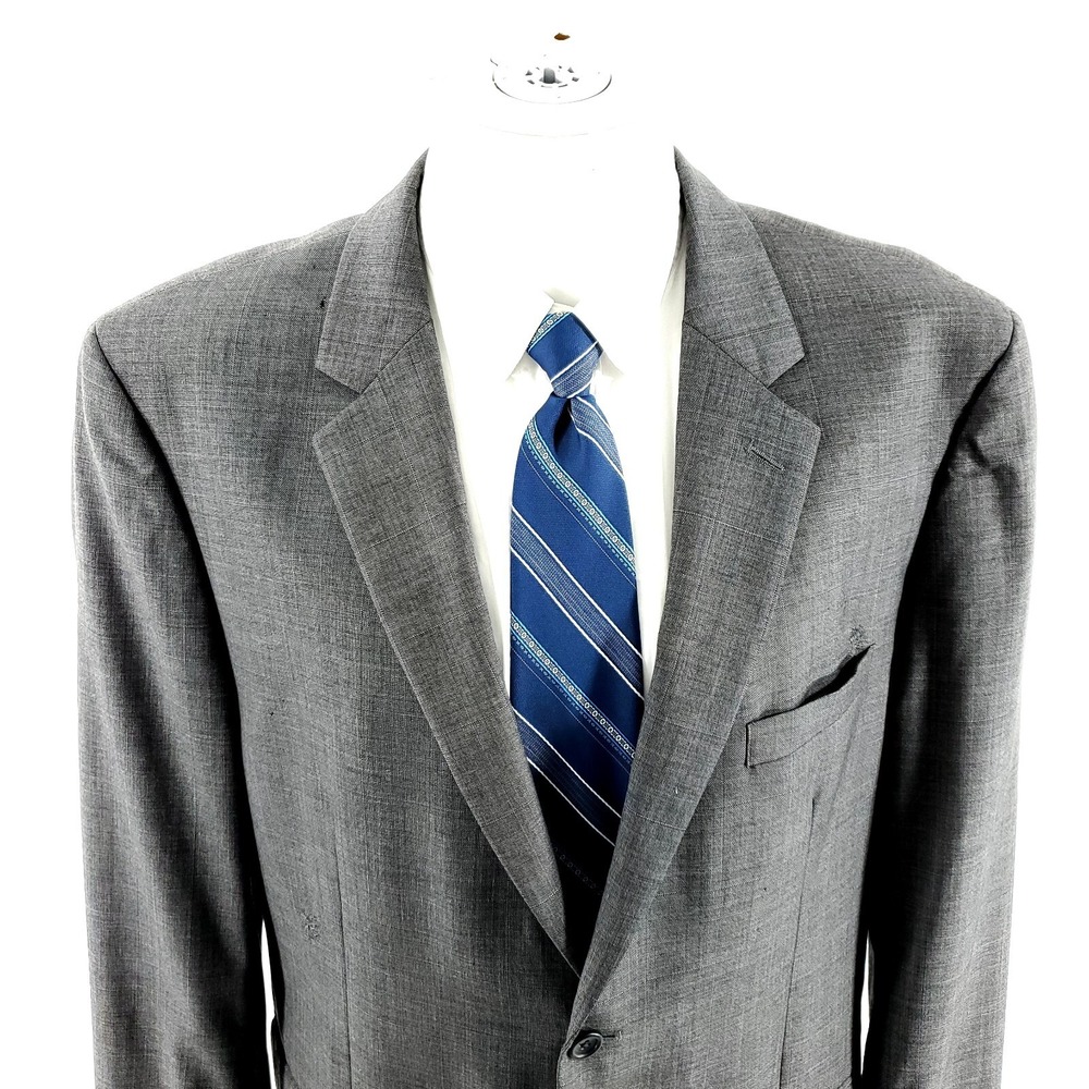DAMAGED Joseph & Feiss Super 100s Wool 2 Button Blazer 44R Or Slim 46R Gray Shar